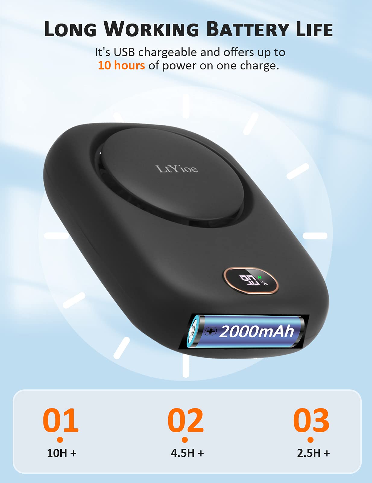 LtYioe Mini Fan Mini Handheld Fan Portable Fans USB Rechargeable, Personal Desk Fan Multifunctional with Strong Airflow, LED Smart Display and 3 Speed