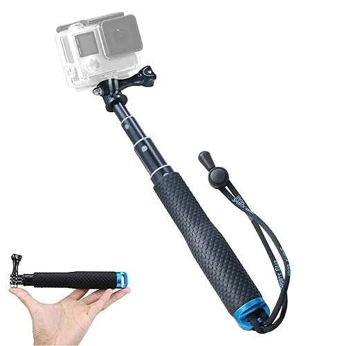 Trehapuva 19” Short Extension Selfie Stick Compact Handle Grip Adjustable Waterproof Monopod Pole Compatible with GoPro Hero 13 12 11 10 9 8 7 6 5