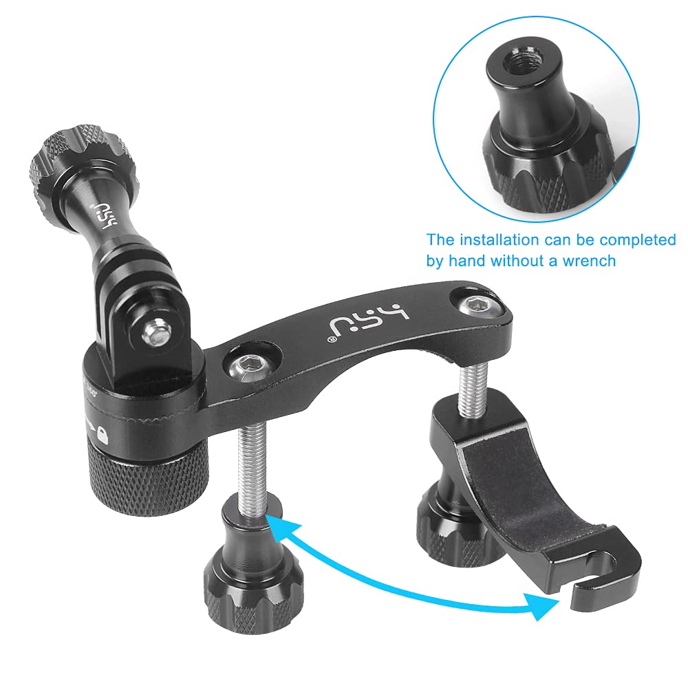 HSU Bike Handlebar Mount for GoPro, 360° Rotation Seat Post, 0.6-1.3inch Go Pro Motorcycle Mount Compatible with Hero 13/12/11/10/9/8/7/6, DJI Osmo