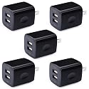 Phone Charger Box, 5Pack 2.1A Dual Port USB Wall Charger Plug Cube Power Adapter for iPhone Air 17 16e 16 15 14 13 12 11 XS XR X,iPad,Samsung Galaxy