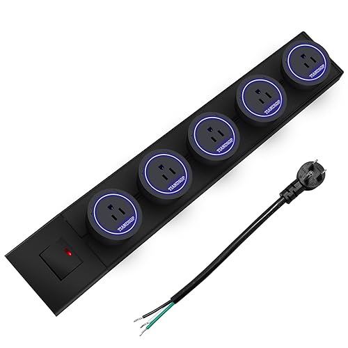 TIANDIGP Track Outlet; Removable Electrical Outlet Track System, 19.68 inch Power Track 8000W; 5 AC Outlet adapters 1875W Suitable for Kitchen
