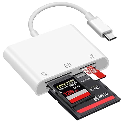 HEGWZ SD Card Reader, USB 3.0 Type C High Speed to SD/TF Card Adapter, for iPhone 15/Android Phone/iPad/Mac/Laptop, Three Card Slot Micro SD Card