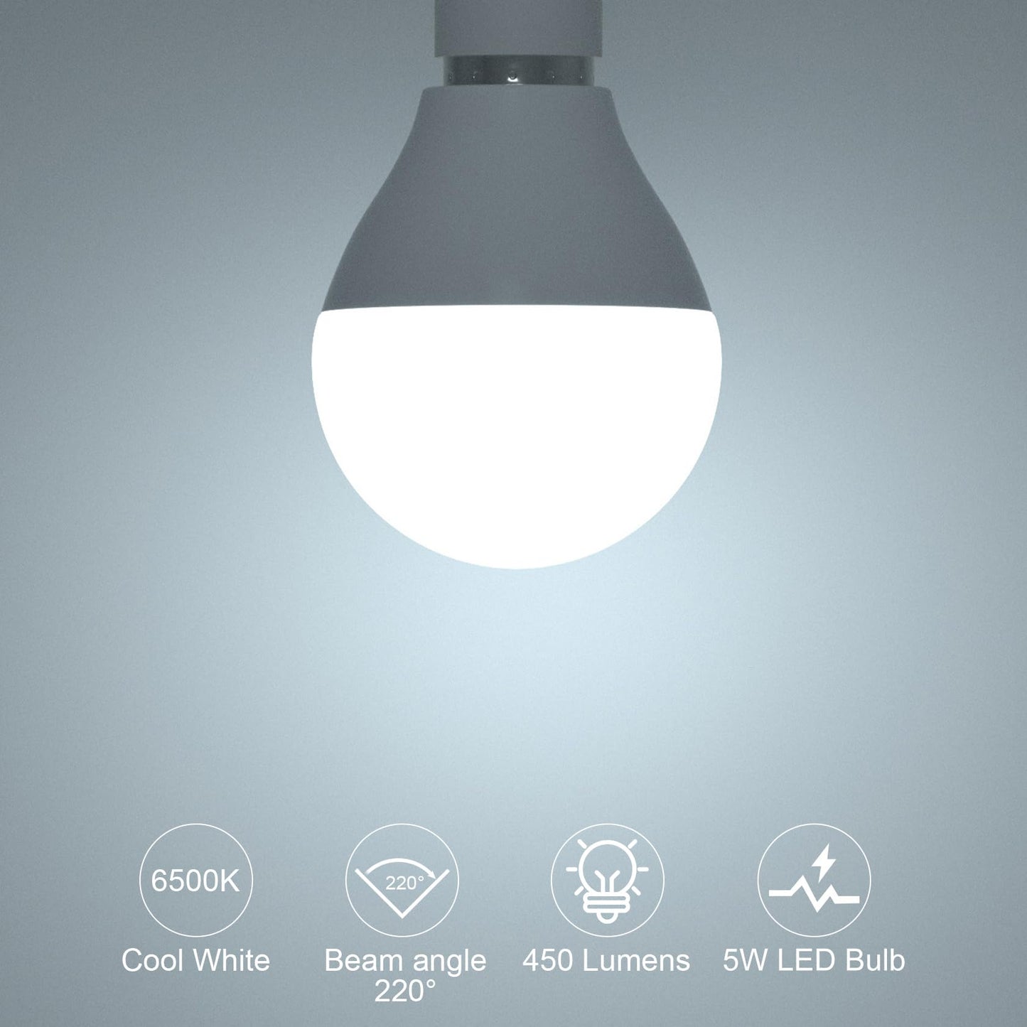 ORALUCE E12 Candelabra LED Bulb 40 Watt, 6500K Cool White A15, 6 Pack