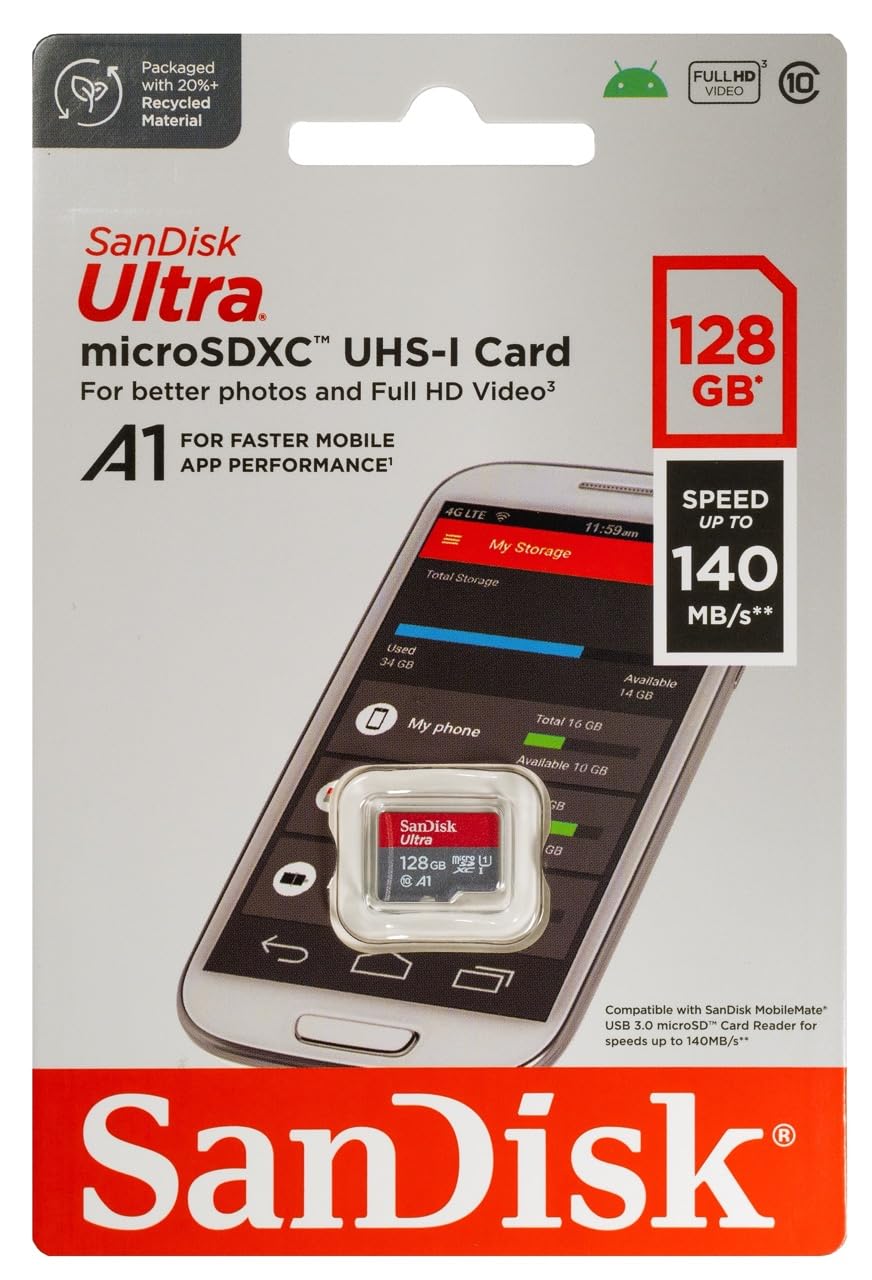 SanDisk MicroSD 128GB Ultra Card Compatible with Samsung Galaxy Tab S6 Lite, Tab S7, Tab A 8.0 Tablets (SDSQUA4-128G-GN6MN) Bundle with 1 Everything