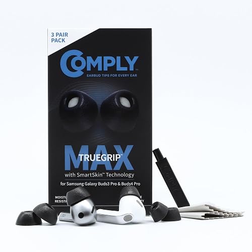 Comply TrueGrip MAX | Premium Memory Foam Replacement Earbud Tips for Samsung Galaxy Buds4 Pro & Buds3 Pro | Long-Lasting Comfort, Secure Fit, Noise