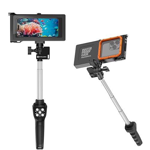 3-in-1 Diving Kit: 50FT Waterproof Phone Case + Underwater Bluetooth Selfie Stick + Phone Clip, 10-30" Extendable Pole for iPhone 17 Air/16, Samsung