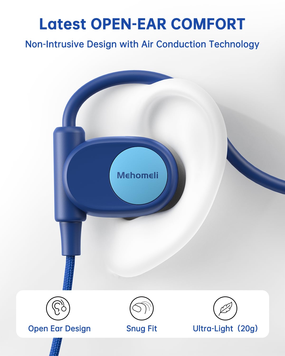 Mehomeli Kid Headphones for School, Air Conduction Open Ear Headphones, 3.5mm Jack Wired Cord, Ultra-Comfort, Ergonomic and Lightweight Design…