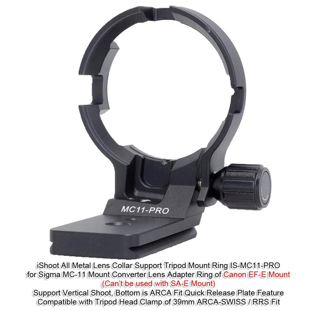 iShoot Lens Collar Tripod Mount Ring Compatible with Canon EF-E Sigma MC-11 Mount Converter Lens Adapter Ring, Lens Support Holder Bracket Bottom is