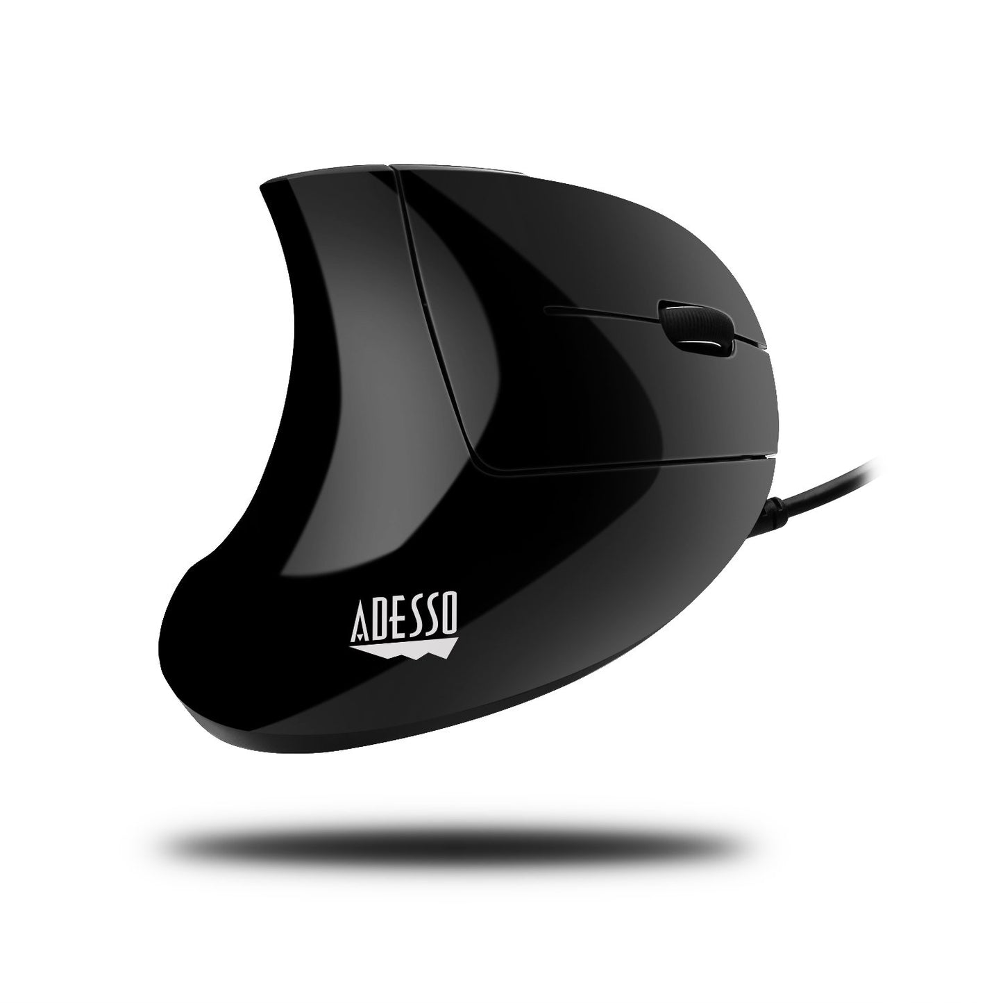 Adesso Wired Vertical Ergonomic Illuminated Optical 6-Button USB Mouse - Right Hand Orientation, Black