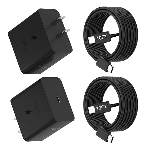 Samsung 60W PD Power Adapter-Low Standby USB-C Port Fast Charging Android Phone Charger Block Whit 10ft c to c Cables for Samsung Galaxy S26