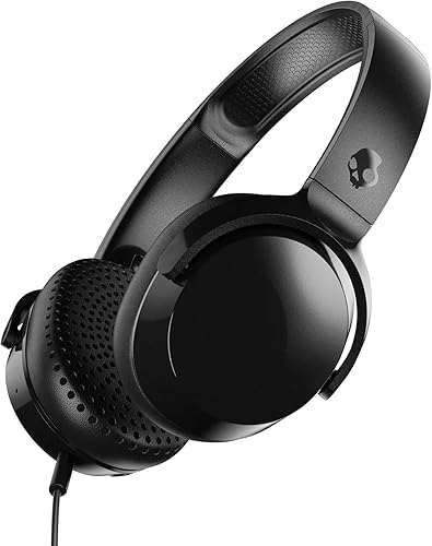 Skullcandy Riff Wired On-Ear Headphones - Black, Lightweight Design, Supreme Sound, Built-in Microphone, Music & Call Controls, Tangle-Free Cable…