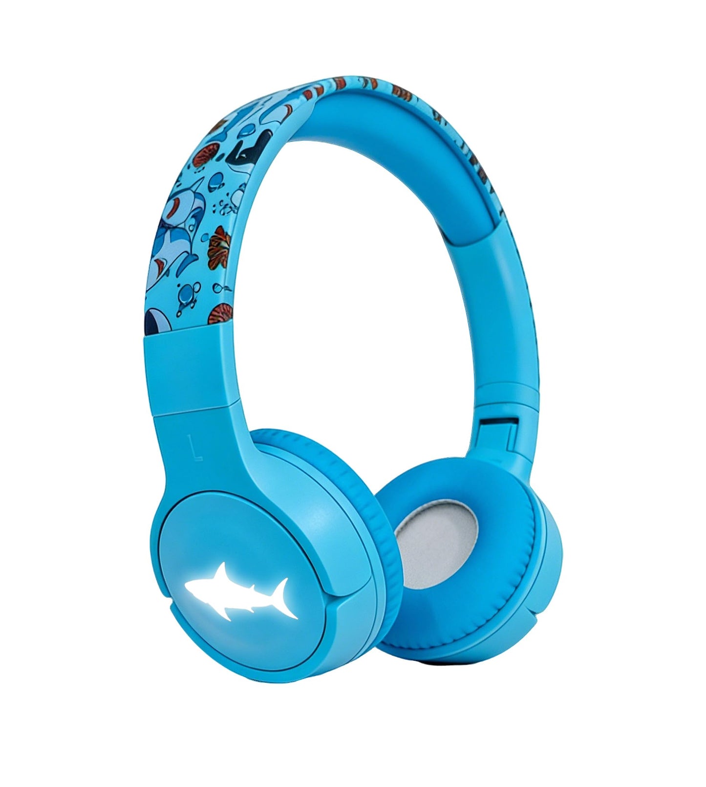 Kids Safe Wireless Light Up Headphones, Foldable Tangle-Free 3.5mm Jack, Volume Limiting 85/94dB, Over-Ear with Microphone
