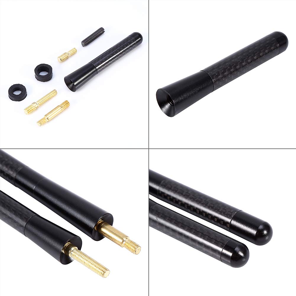Keenso 80mm/120mm Black Carbon Fiber Screw Aluminum Car Short Radio Antenna Set Universal Aluminum Receiving Antenna Auto Accessories Antennas