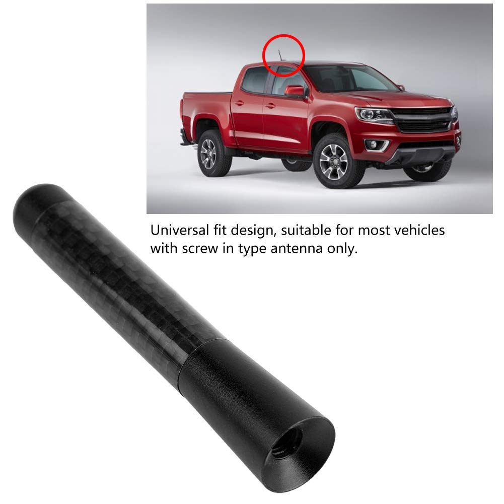 3-Inch Carbon Fiber Car Antenna, Acouto Car Aerial Carbon Fiber Screw Radio Short Antenna Aerial Replacement Black for Universal Car Modification