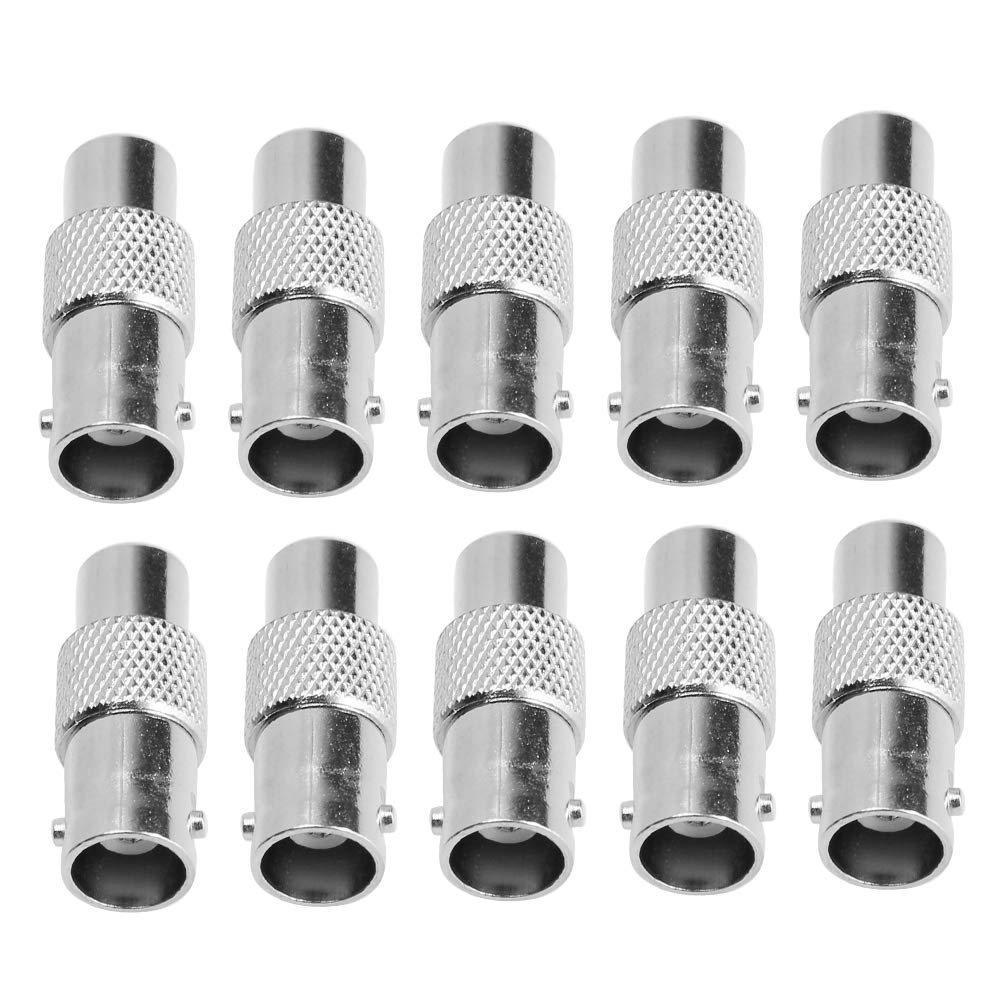 Dioche 10 Pcs Female to BNC Female Connector Adapters for Audio Video CCTV Camera Equipment