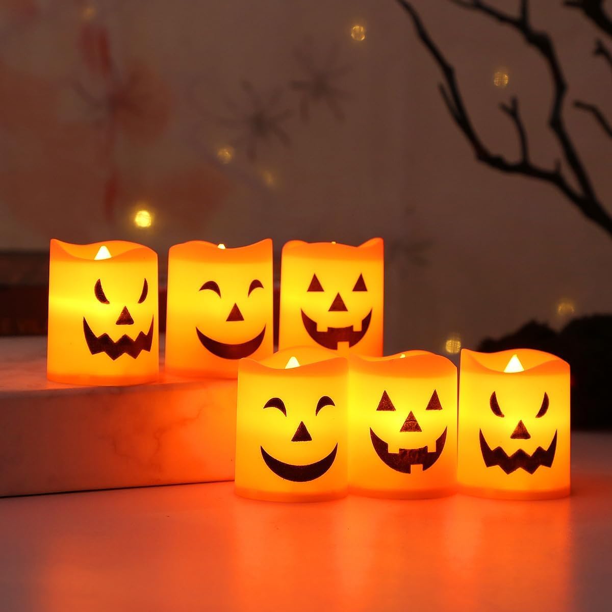 Halloween Flameless Candles,Mingkeda Halloween Party Lamp Decoration, Artificial Candle Lights (6 Candle Lights)