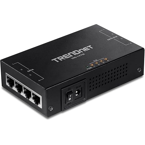 TRENDnet 65W 4-Port Gigabit PoE+ Injector, TPE-147GI, 4 x Gigabit Ports(Data in), 4 x gigabit PoE Ports(Data + PoE Out), Multi-Port PoE+ Injector up