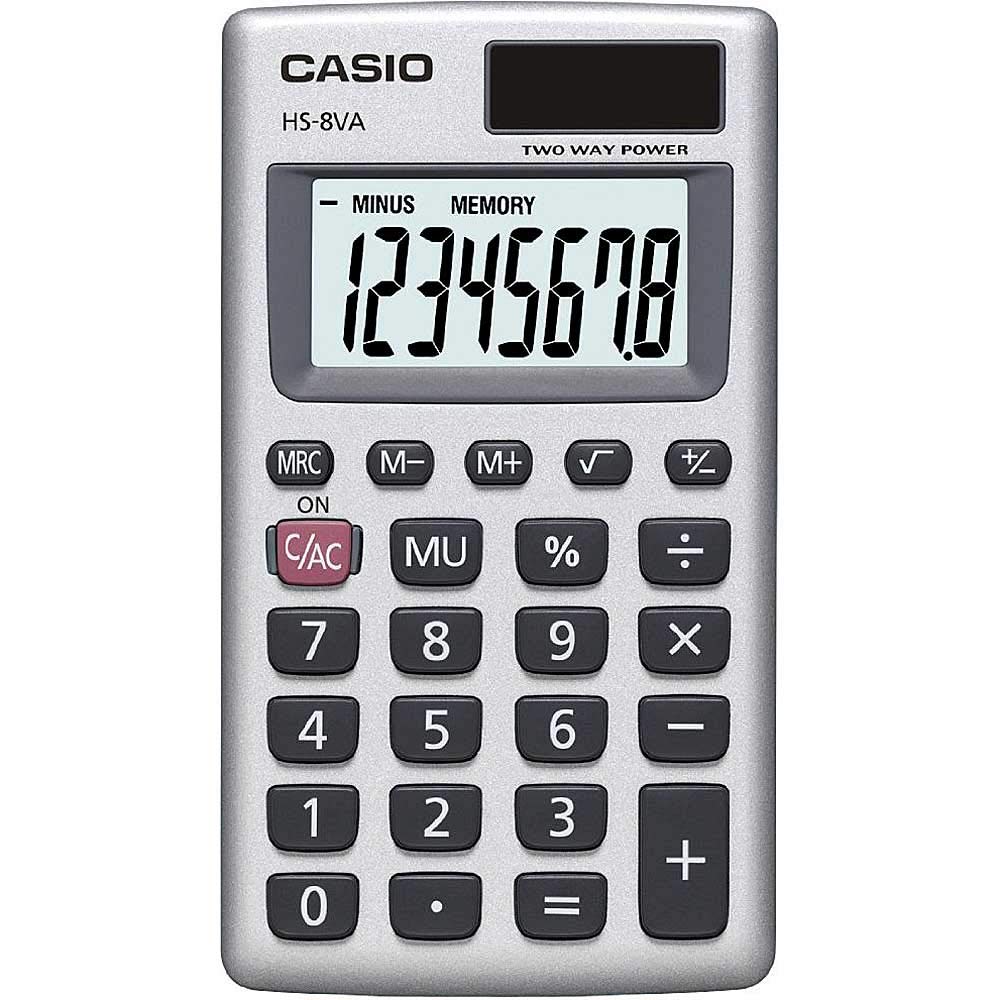 HS-8VA Handheld Calculator, 8-Digit LCD, Silver/Carton of 10 calculators