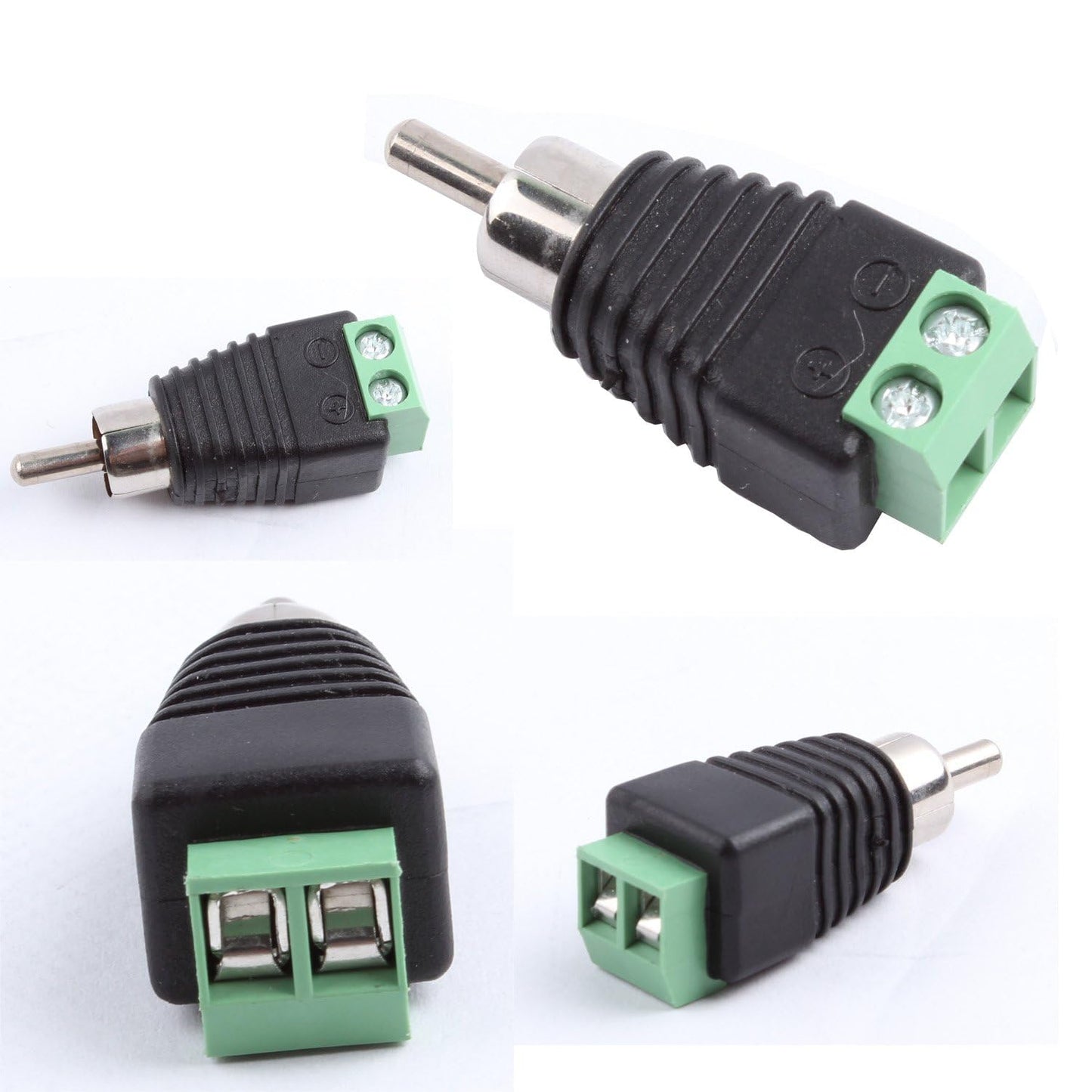 exgoofit RCA Male Plug to AV Screw Terminal Audio/Video Connector 10-Pack, RCA Plugs for Speaker Wire, Solderless Phono RCA Adapter