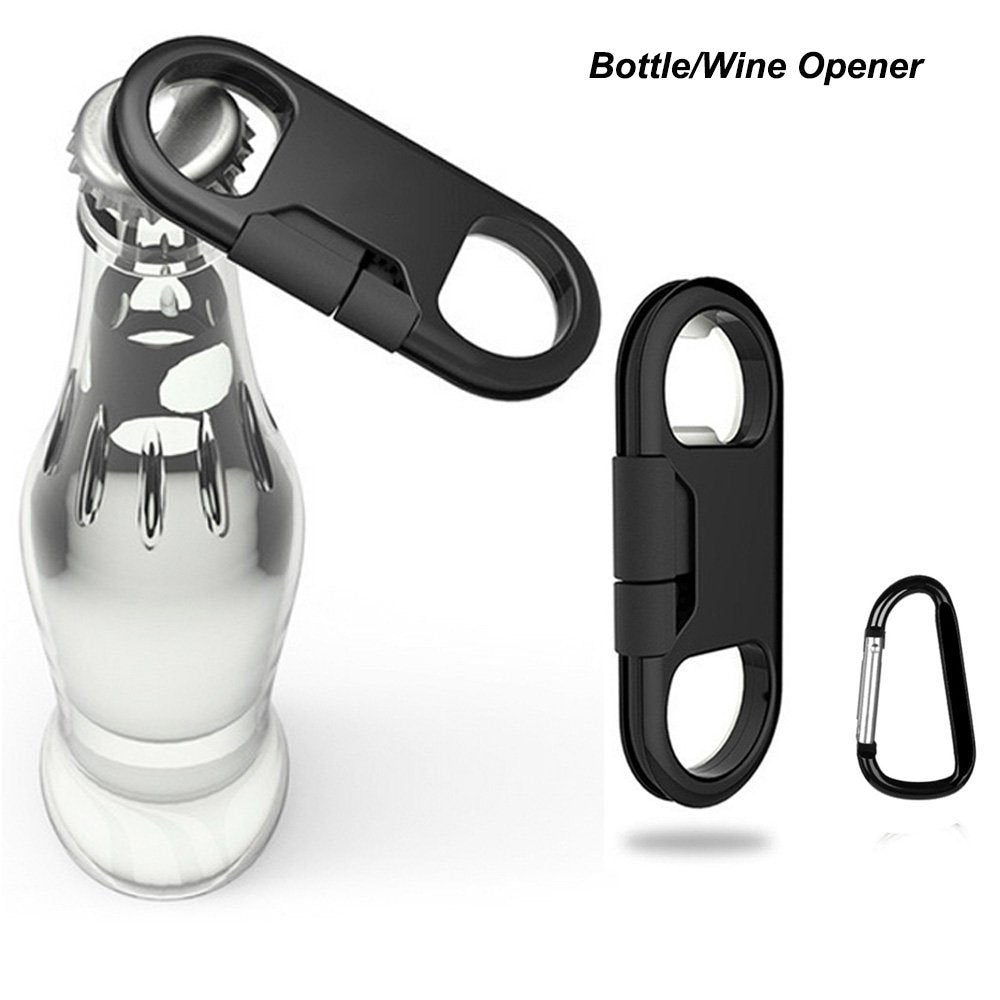 i-Dawn Compatible iPhone Charge Cable + Keychain + Bottle Opener + Aluminum Carabiner,Portable Multifunction Keychain Bottle Opener USB Charging Cord