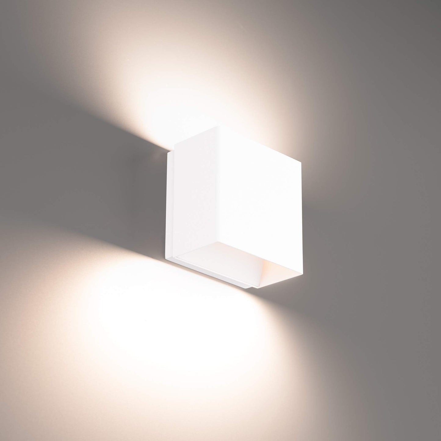 WAC Lighting Boxi 5in LED Wall Sconce 3-CCT 2700K-3000K-3500K Set to 3500K in White