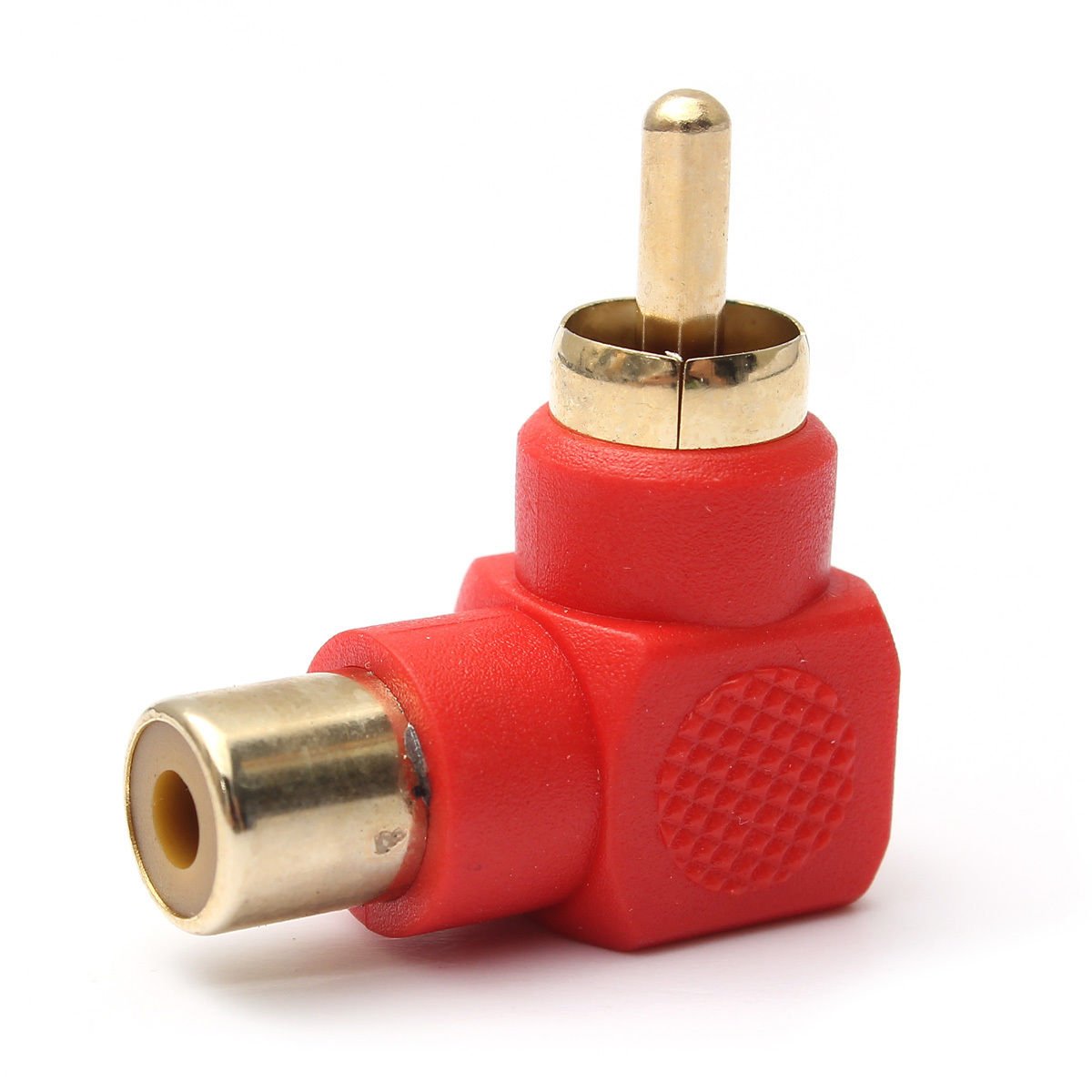 exgoofit RCA Male to RCA Female Connectors Right Angle Plug Adapters M/F 90 Degree Elbow Gold-Plated (5 Black + 5 Red) (10-Pack)