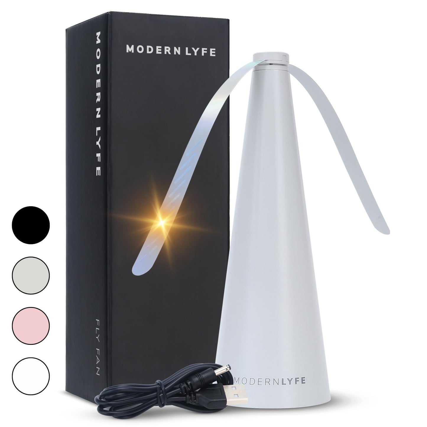 Fly Fans for Tables by Modern Lyfe - AA Battery & USB Powered - Fly Swatter Outdoor Camping Accessory Or for Food at Parties, Restaurants & Picnics