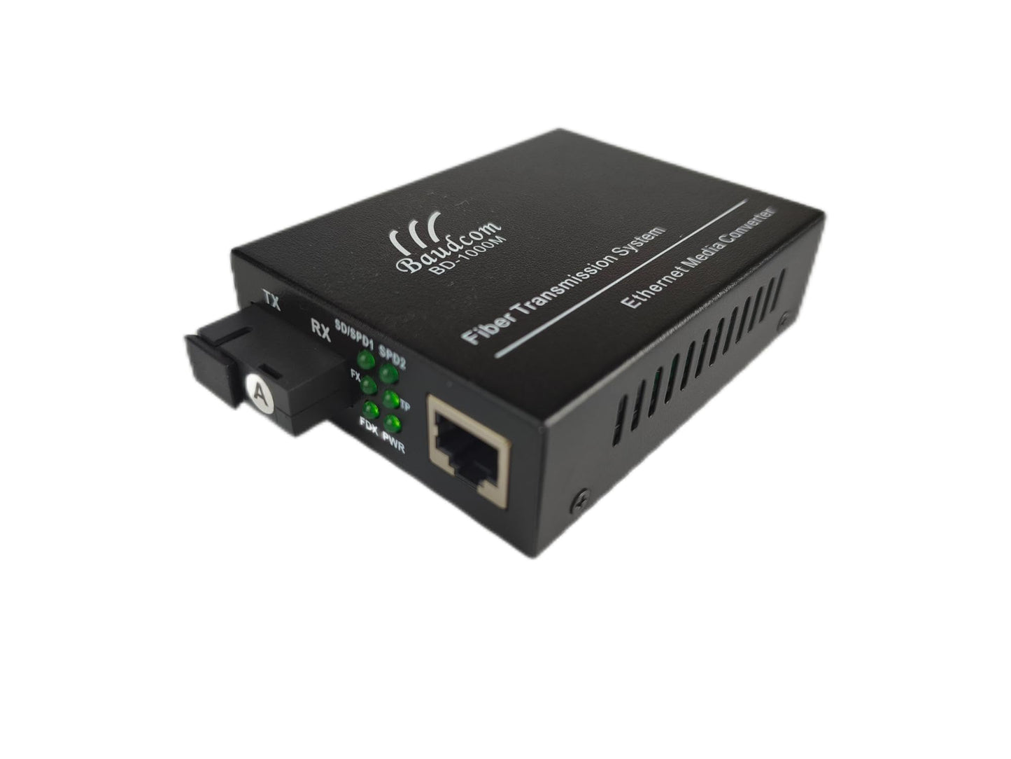 BAUDCOM Gigabit Ethernet Fiber Media Converter 10/100/1000M, BIDI 40km, Integrated Singlemode SC Transceivers, RJ45 to 1000Base-LX