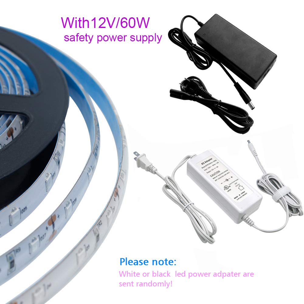 LightingWill Super Bright 60W LED UV Black Light Strip, Waterproof Blacklights 5M/16.4ft 3528SMD 300LED Ultraviolet Light for Party Night Fishing
