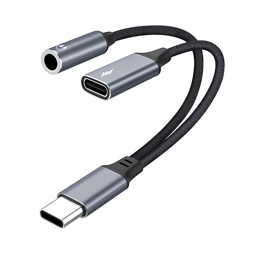 MOYAGOA USB C to 3.5mm Headphone Jack and Charger Adapter, 2-in-1 Audio & Fast Charging Splitter for iPhone Supports Hi-Res Lossless Sound