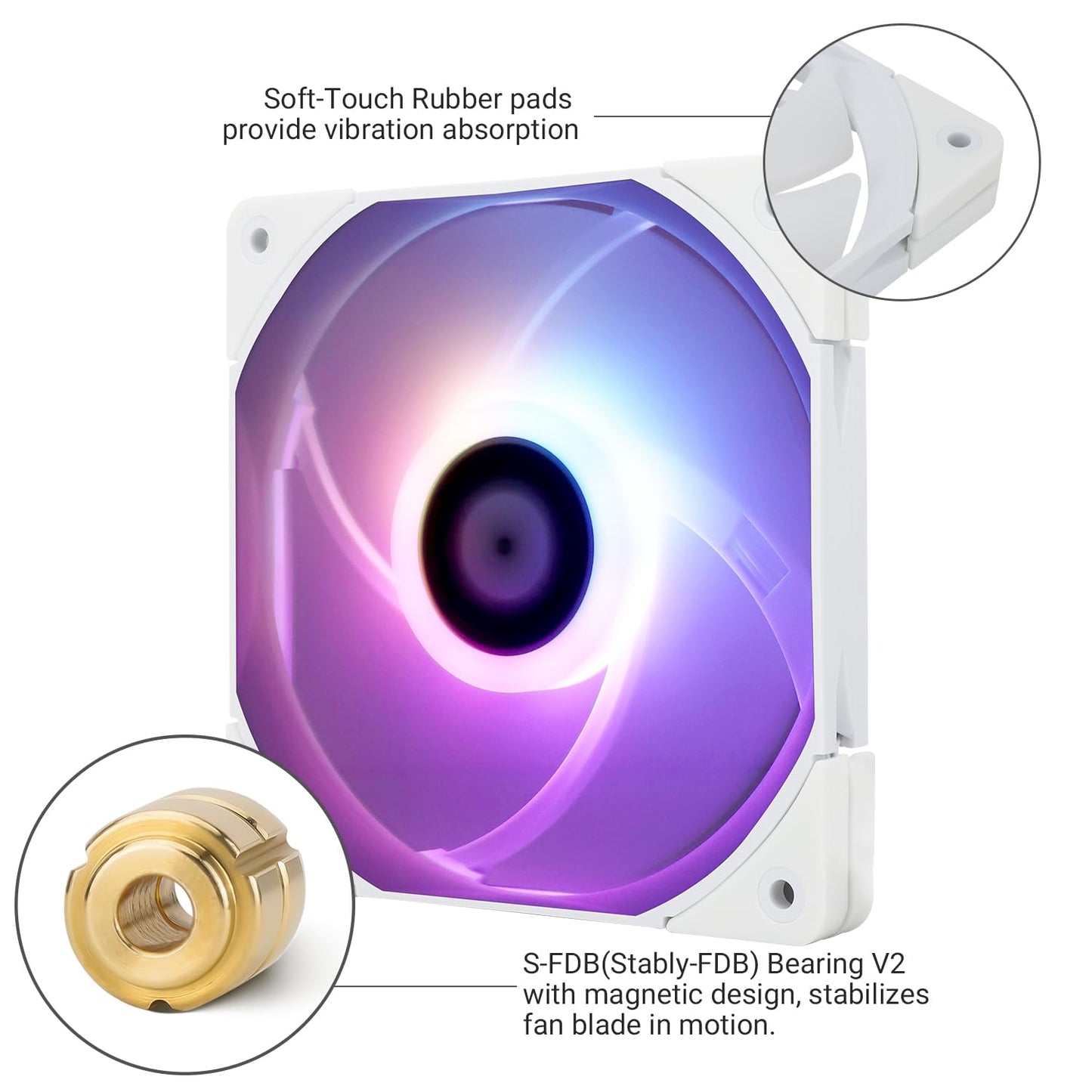 Thermalright TL-C12015W-S CPU Fan, 120mm Quiet PWM Computer Case Fan, 15mm Slimline PC Cooler, CPU Cooling(White ARGB)