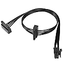 QIANRENON Mini 4-pin to 2X Right Angle SATA Hard Drive Cable 4-pin 1 to 2 SATA SSD Power Cord Extension Cable