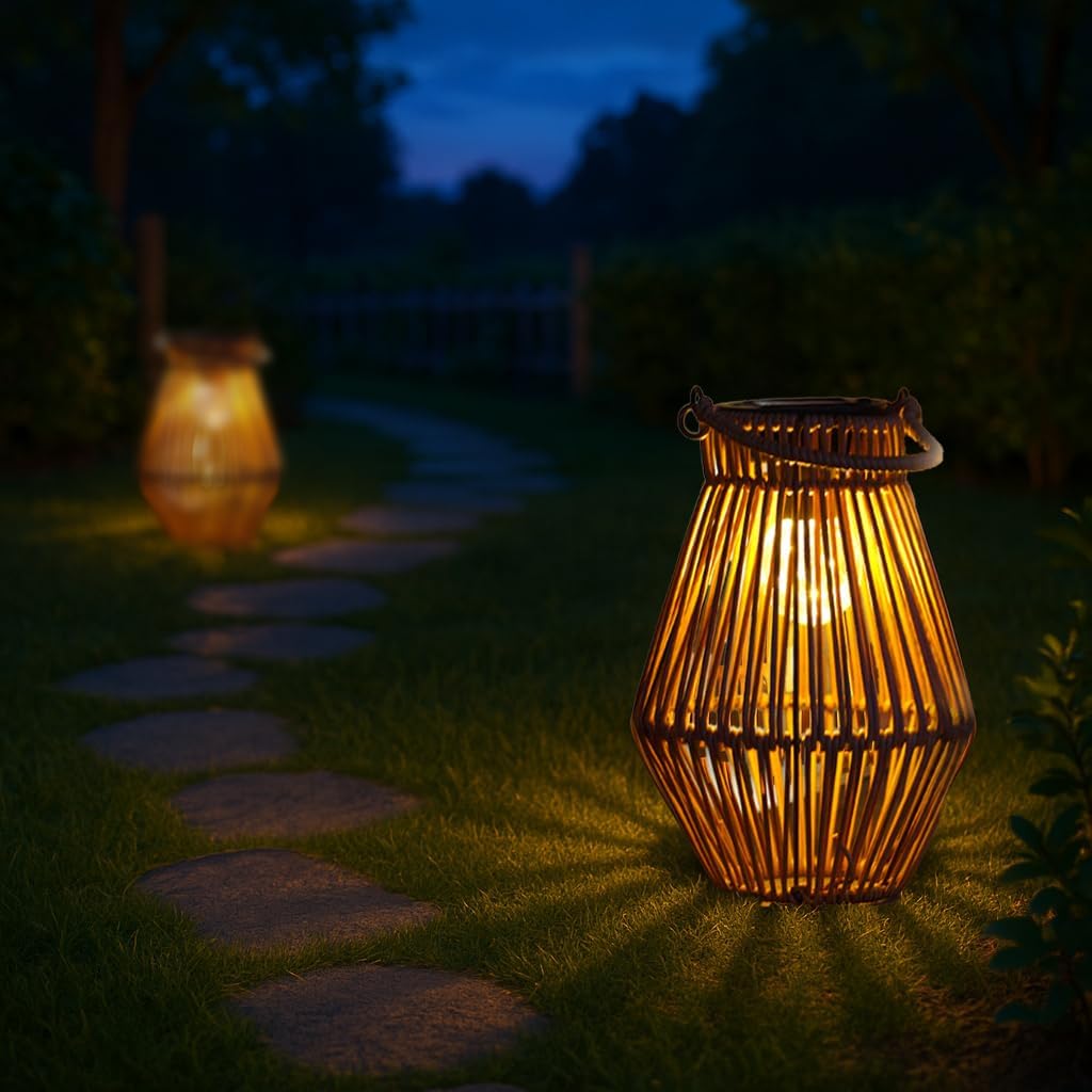 TOSTOOIRX Solar Lanterns Outdoor Waterproof Rattan Solar Lights for Outside Garden Decor Mothers Day Gifts Hanging Lanterns Decoration Outside
