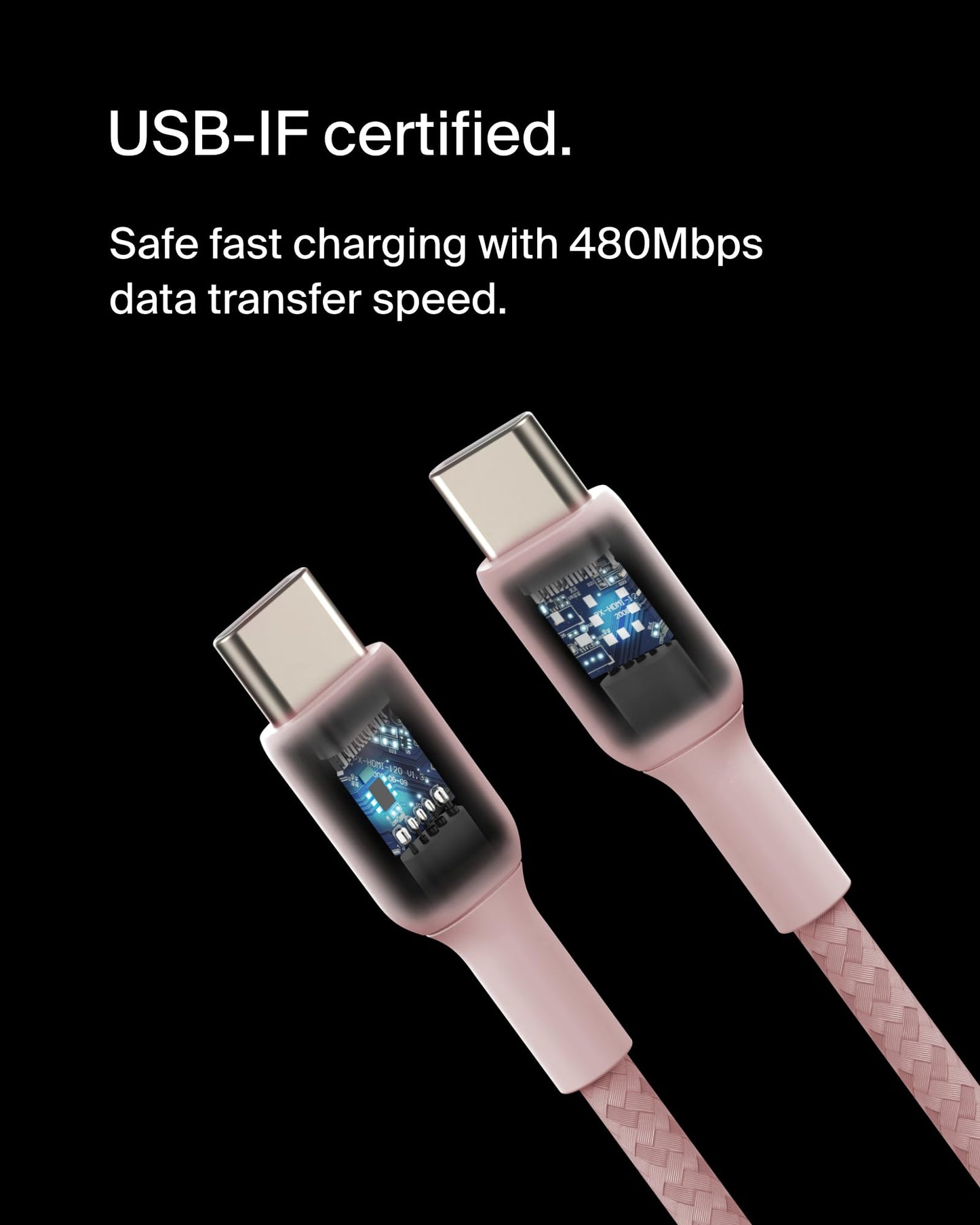 Belkin BoostCharge (2M/6.6ft) Braided USB-C to USB-C Cable for iPhone 17, iPhone 17 Pro, iPhone 17 Pro Max, Galaxy S25, S24, Note, Pixel 10 & 9, iPad
