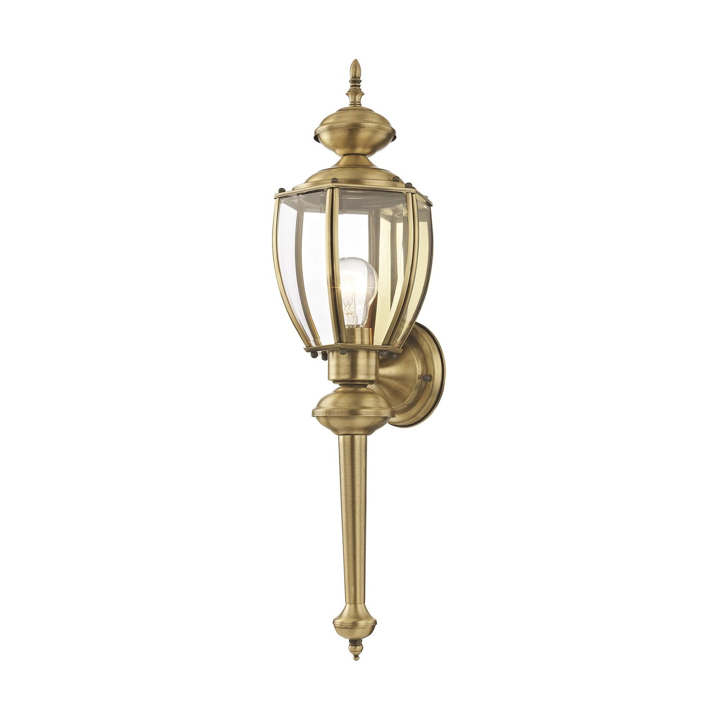 Livex Lighting 2112-01 Basics 1 Light AB Outdoor Wall Lantern, Antique Brass, 7"W x 25.25"H