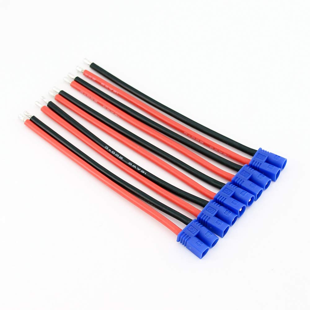 BDHI 5pcs EC2 Style Male Connectors Adapters Cable with 10cm 16awg Silicone Wire for ESC Charger(B160-5)