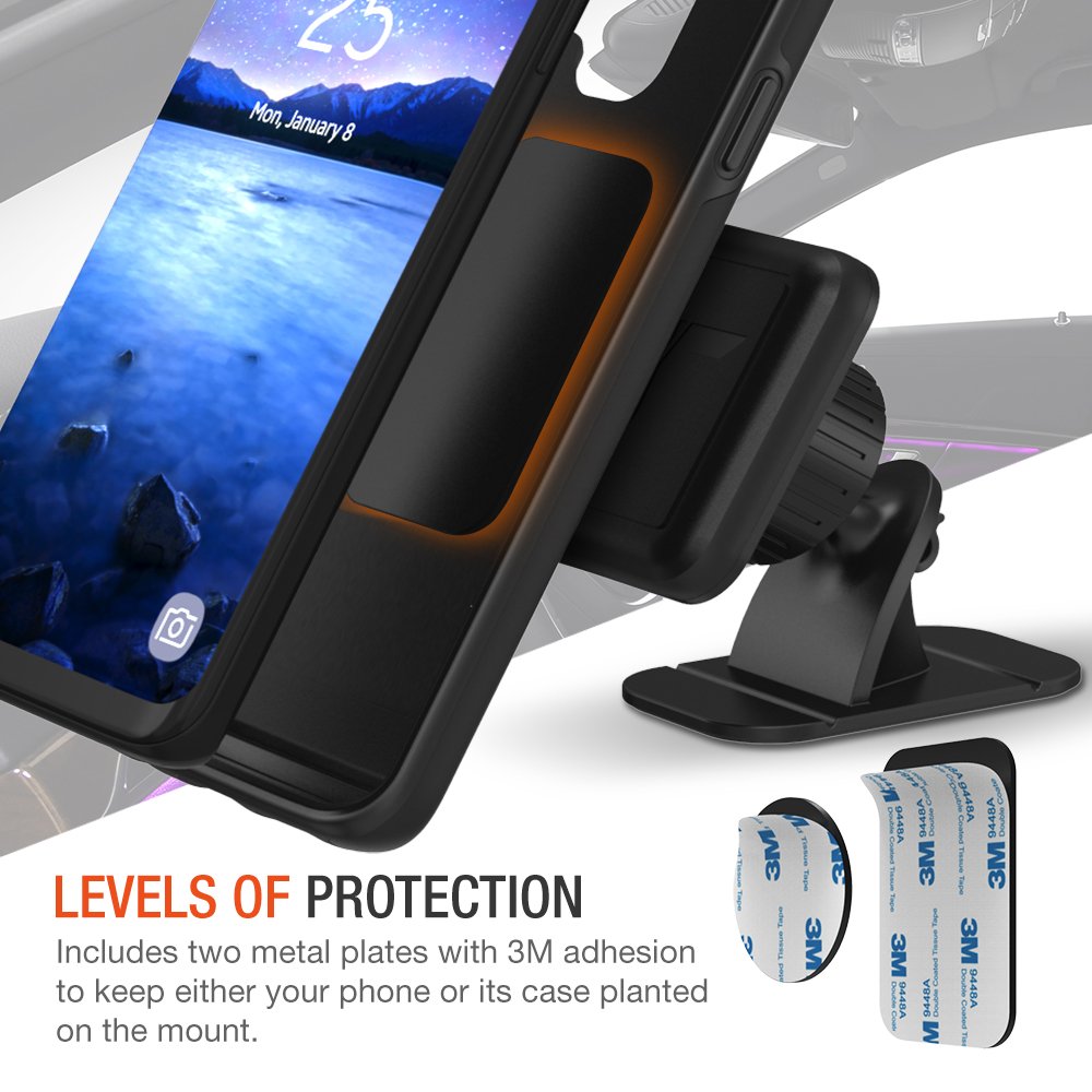Trianium Magnetic Dash Car Mount Phone Holder Desk Stand Compatible with iPhone, Samsung, Huawei, Nokia, LG, Moto Smartphone, Stick-on Dashboard