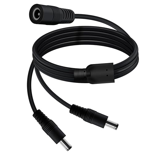 YINGAYOU DC Splitter Cable 5.5 x 2.1mm DC 2 Way Splitter 5V 6V 9V 12V 24V 3A, for Security Cameras, DVR, Router, Printer, LED Strip (1 Female 2 Male