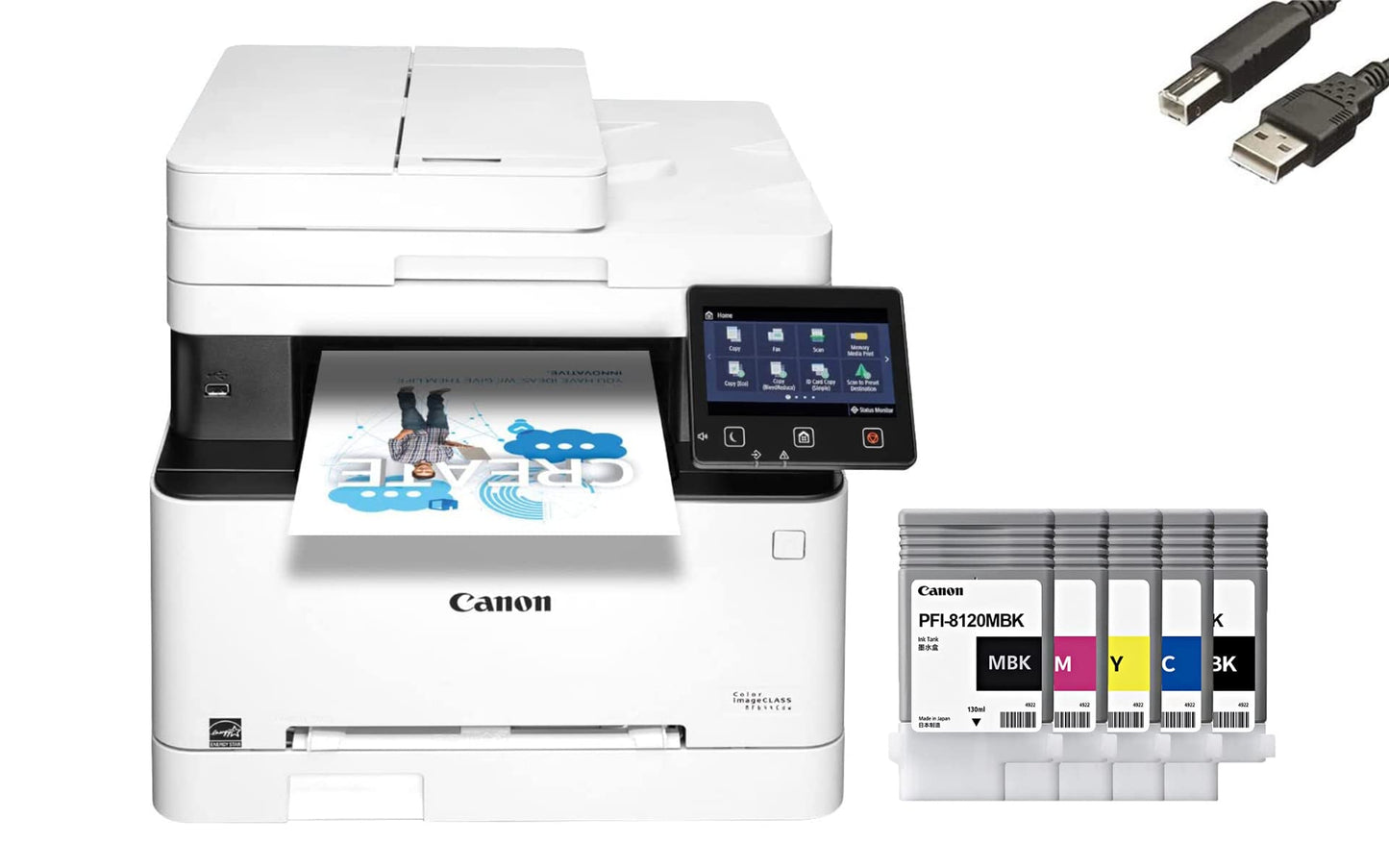 Canon imageCLASS MF644Cdw Wireless Laser All-in-One Color Printer, Print Scan Copy Fax, Automatic Duplex Document Feeder, 22 ppm, 600x600dpi, 30 Bonus