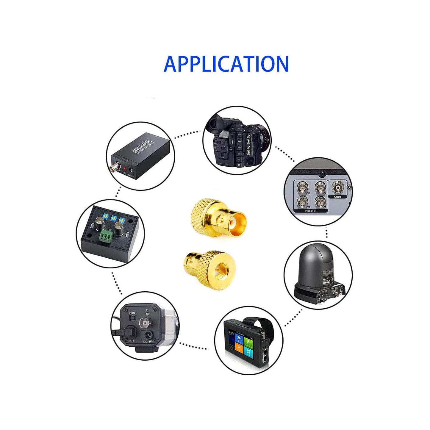 DHT Electronics 2pcs RF coaxial Coax Adapter SMA Male to BNC Female goldplated