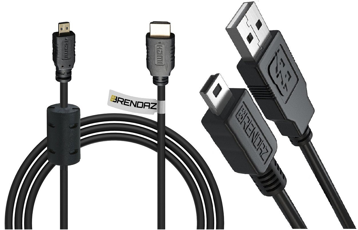 Micro HDMI Cable High Speed + Mini USB Cable Kit by BRENDAZ for GoPro HERO4 Black HERO4 Silver, HERO3+ HERO3 Cameras, HDMI Supports Ethernet Channel