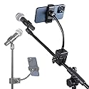 FPN Mic Stand Phone Holder, Flexible Phone Mount with 7.9" Removable Gooseneck for Microphone Music Stand, 360°Adjustable Phone Holder for iPhone 16