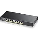 ZYXEL 8-Port PoE Switch Gigabit Ethernet Smart (GS1900-8HP REV 03F) - Managed, with 8x PoE+ @ 70W, Desktop or Wall mount. Limited Lifetime Protection