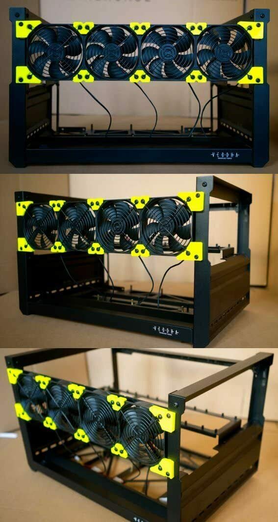 RXFSP 6/8 GPU Aluminum Stackable Open Air Mining Computer Frame Rig Ethereum Veddha (6GPU-T2)