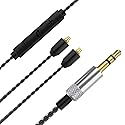 MMCX Cable with Mic Compatible with Shure SE215, SE215 PRO, SE315, SE425, SE425 PRO, SE535, SE846, UE900 Earbuds, 3.5mm Headphone Cable with Volume…