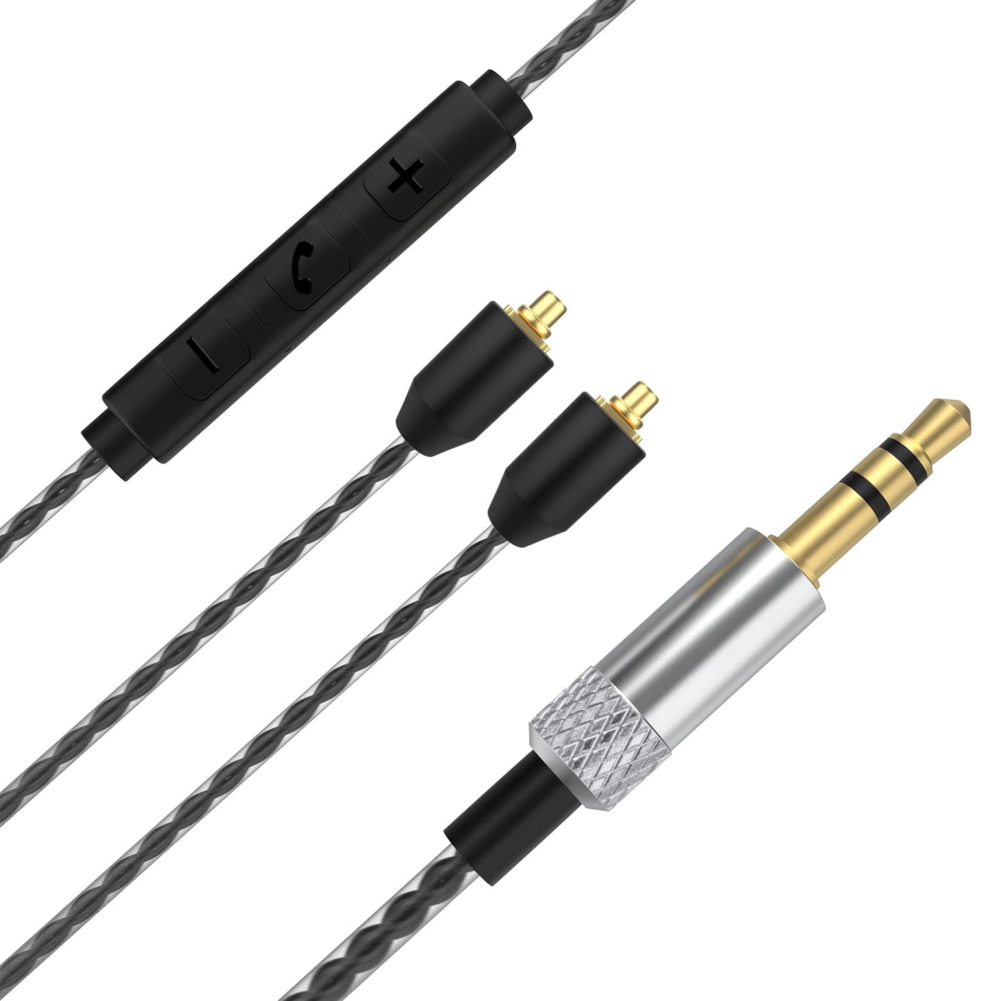 MMCX Cable with Mic Compatible with Shure SE215, SE215 PRO, SE315, SE425, SE425 PRO, SE535, SE846, UE900 Earbuds, 3.5mm Headphone Cable with Volume…