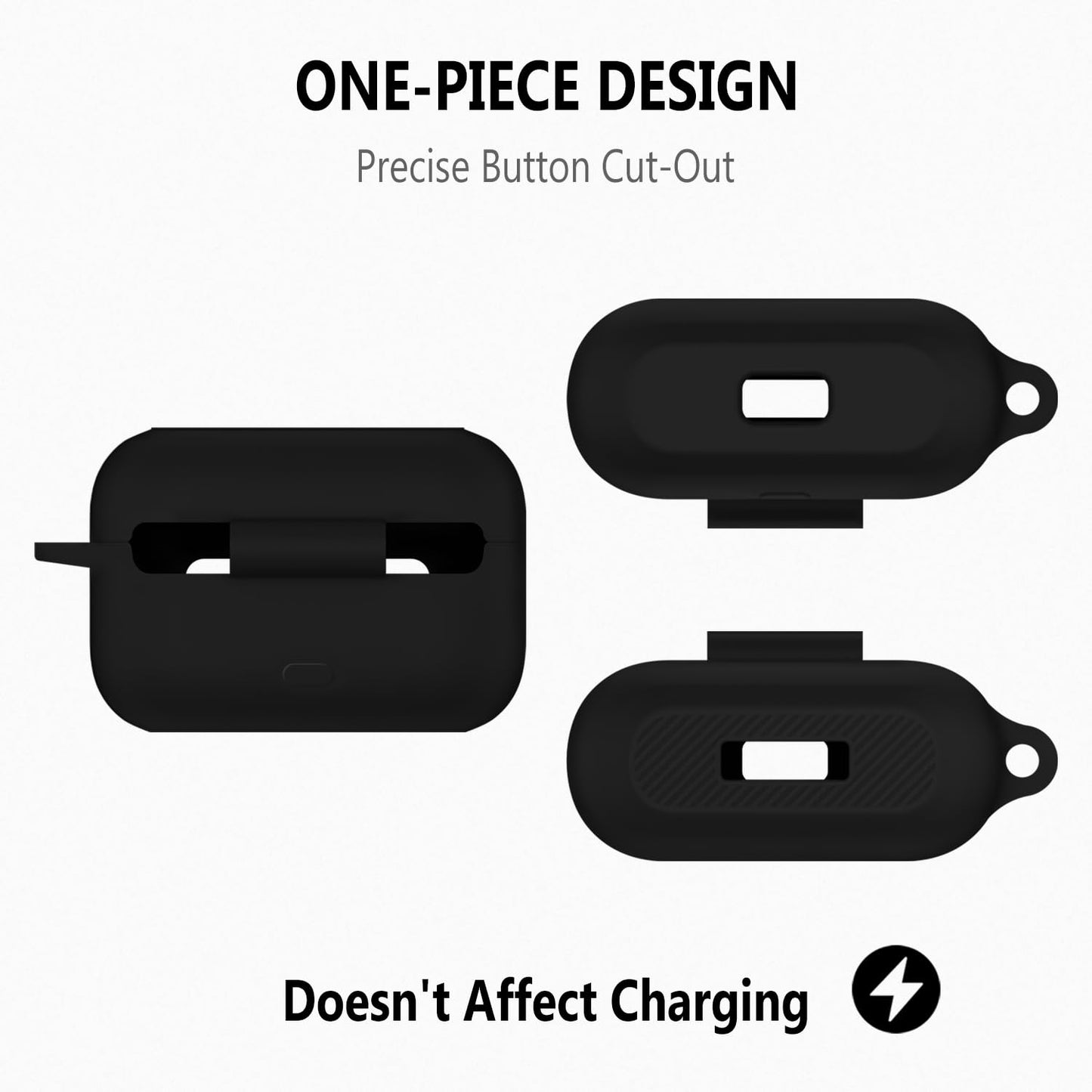 Geiomoo Silicone Case for TOZO NC3, Soft Flexible Scratch Resistant Protective Cover with Carabiner (Black)