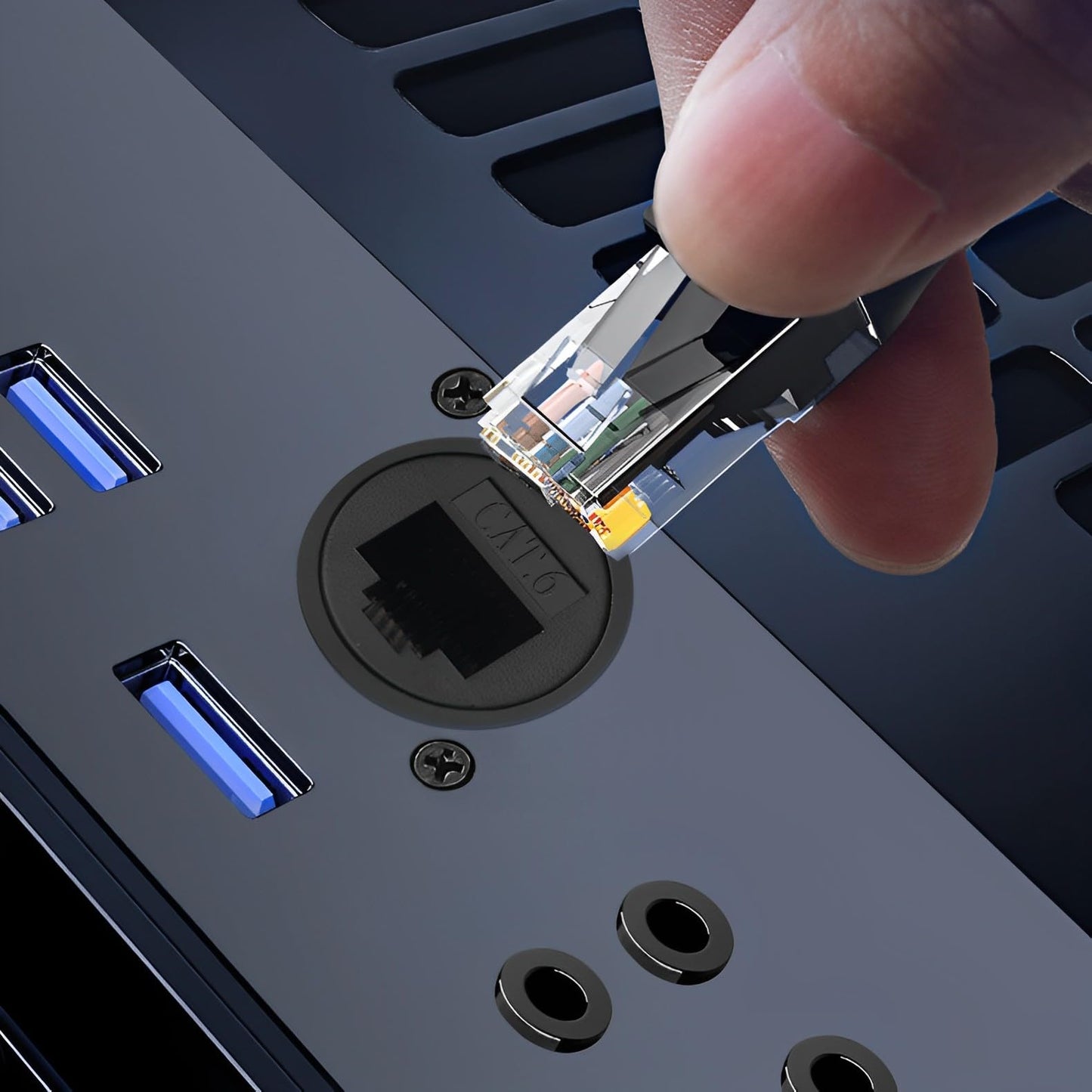 YiKaiEn RJ45 Panel Mount Adapter - 8P8C Female-to-Female Connector, Compatible with CAT6A/CAT6/CAT5E/CAT5, XLR/D-Panel Mountable, Network Port