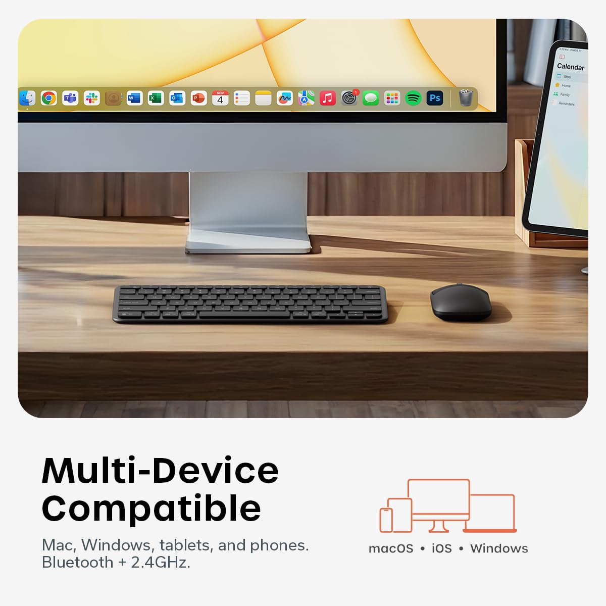 Satechi Slim CEX1 Wireless Keyboard & Mouse Combo, Bluetooth, Space Black