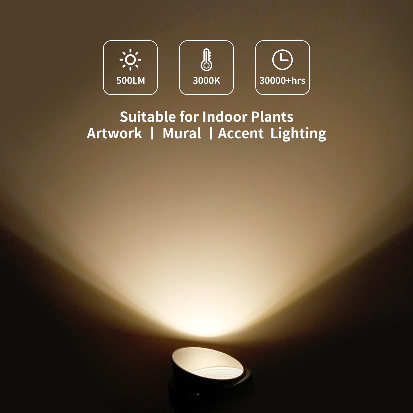 AKTSNYMPH LED Clamp Spot Lights,Indoor Plants Decor Accent Lighting,Clip on Lights Warm White 3000K Uplights with 9.8FT Cord and Switch for Trade